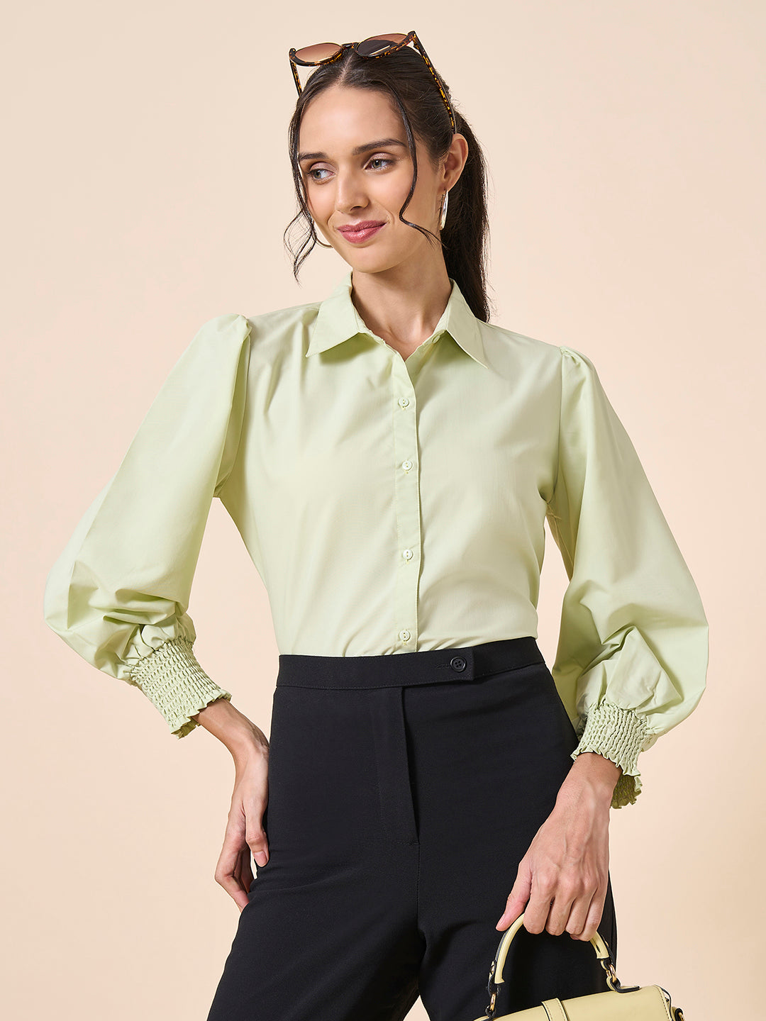 Style Quotient Women Light Green Polycotton Shirt-Shirts-StyleQuotient