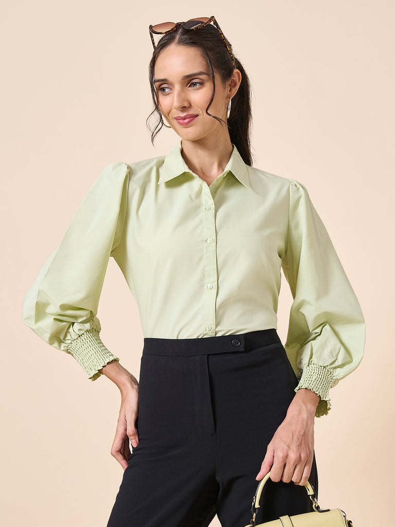 Style Quotient Women Light Green Polycotton Shirt-Shirts-StyleQuotient