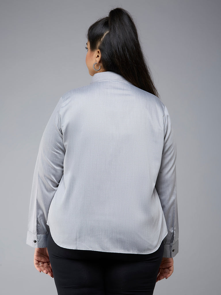 Style Quotient Plus Size Women Solid Black Polycotton formal shirt-Shirts-StyleQuotient