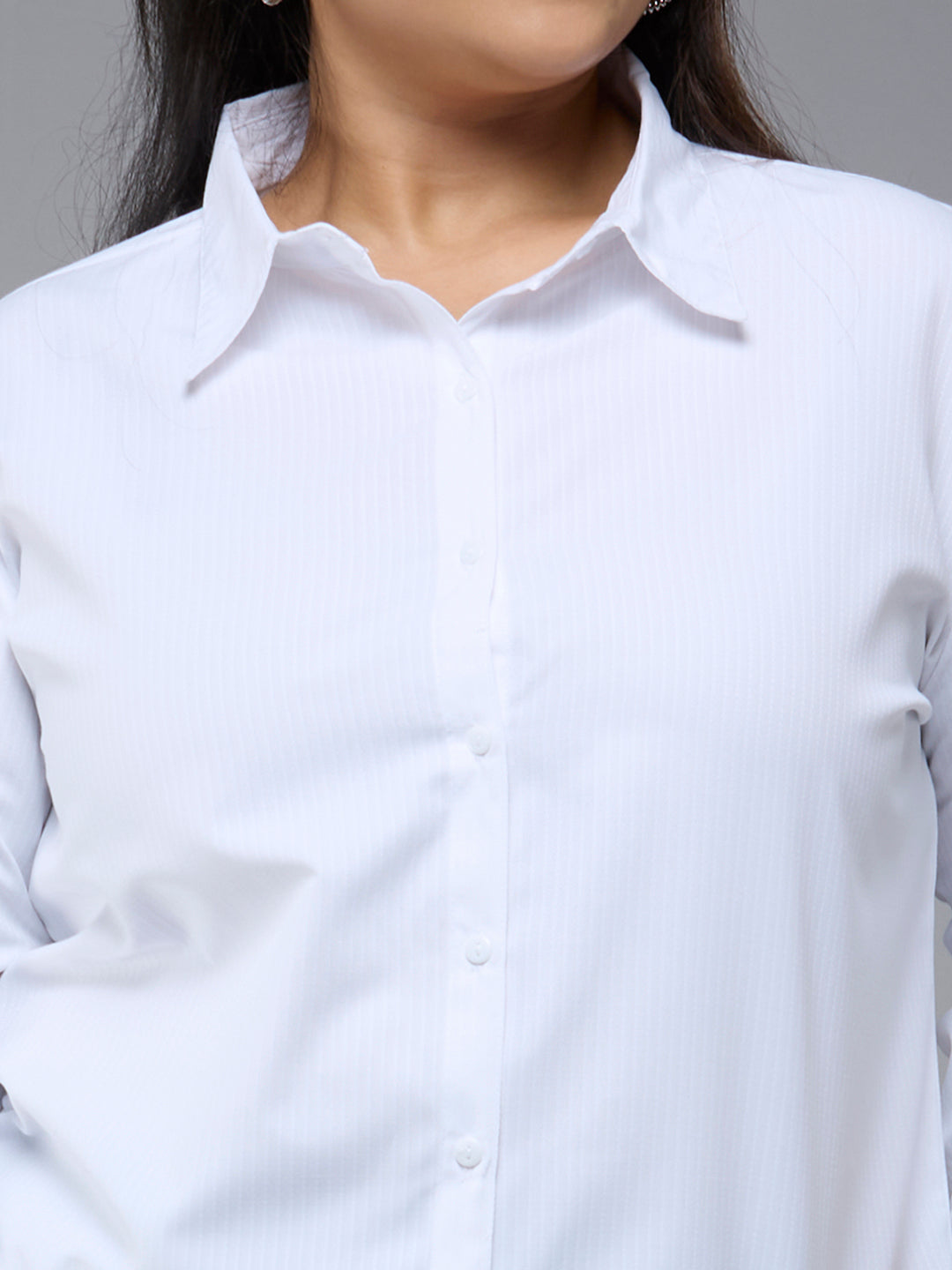Style Quotient Plus Size Women Solid White Polycotton formal shirt-Shirts-StyleQuotient