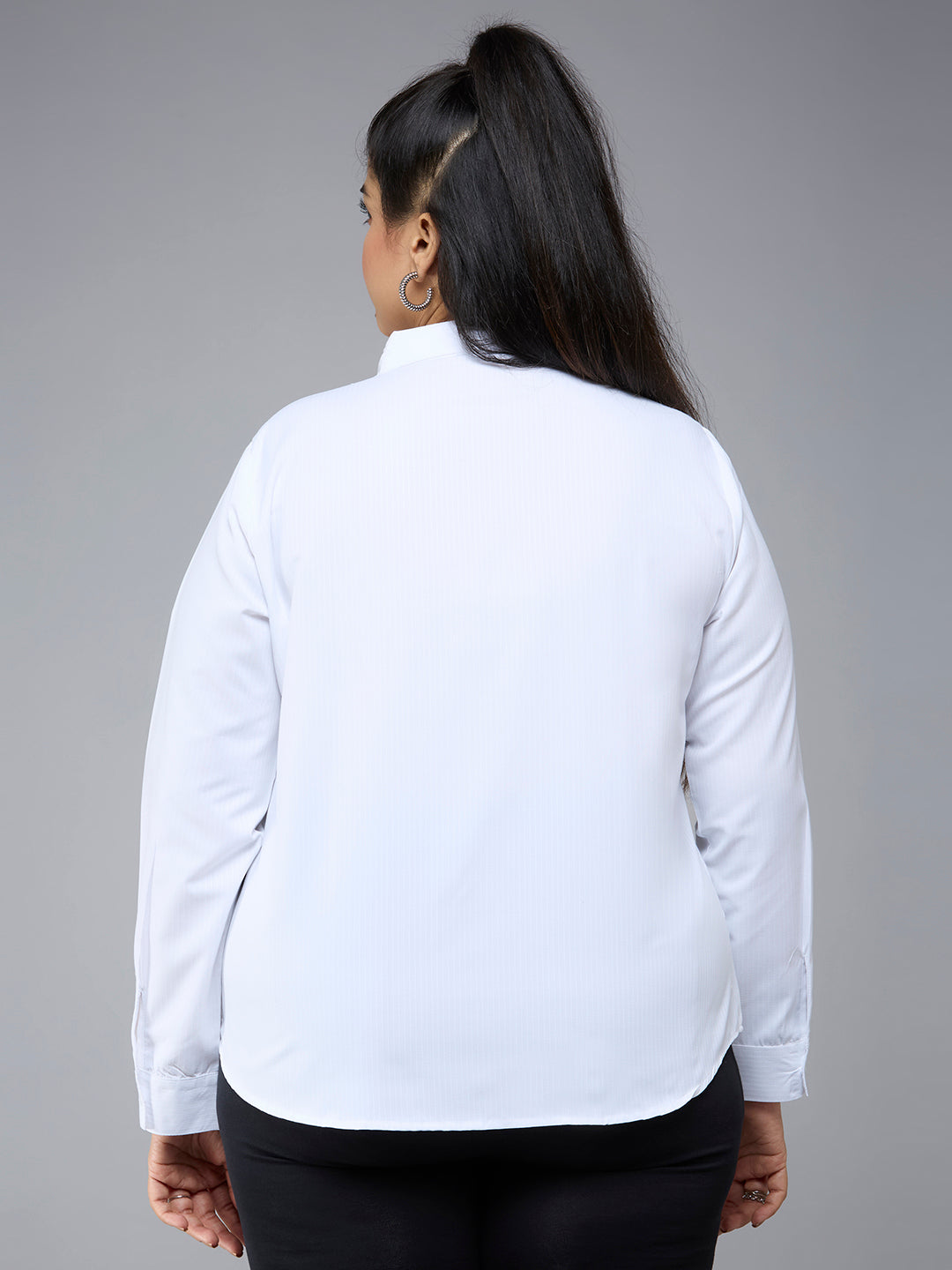 Style Quotient Plus Size Women Solid White Polycotton formal shirt-Shirts-StyleQuotient