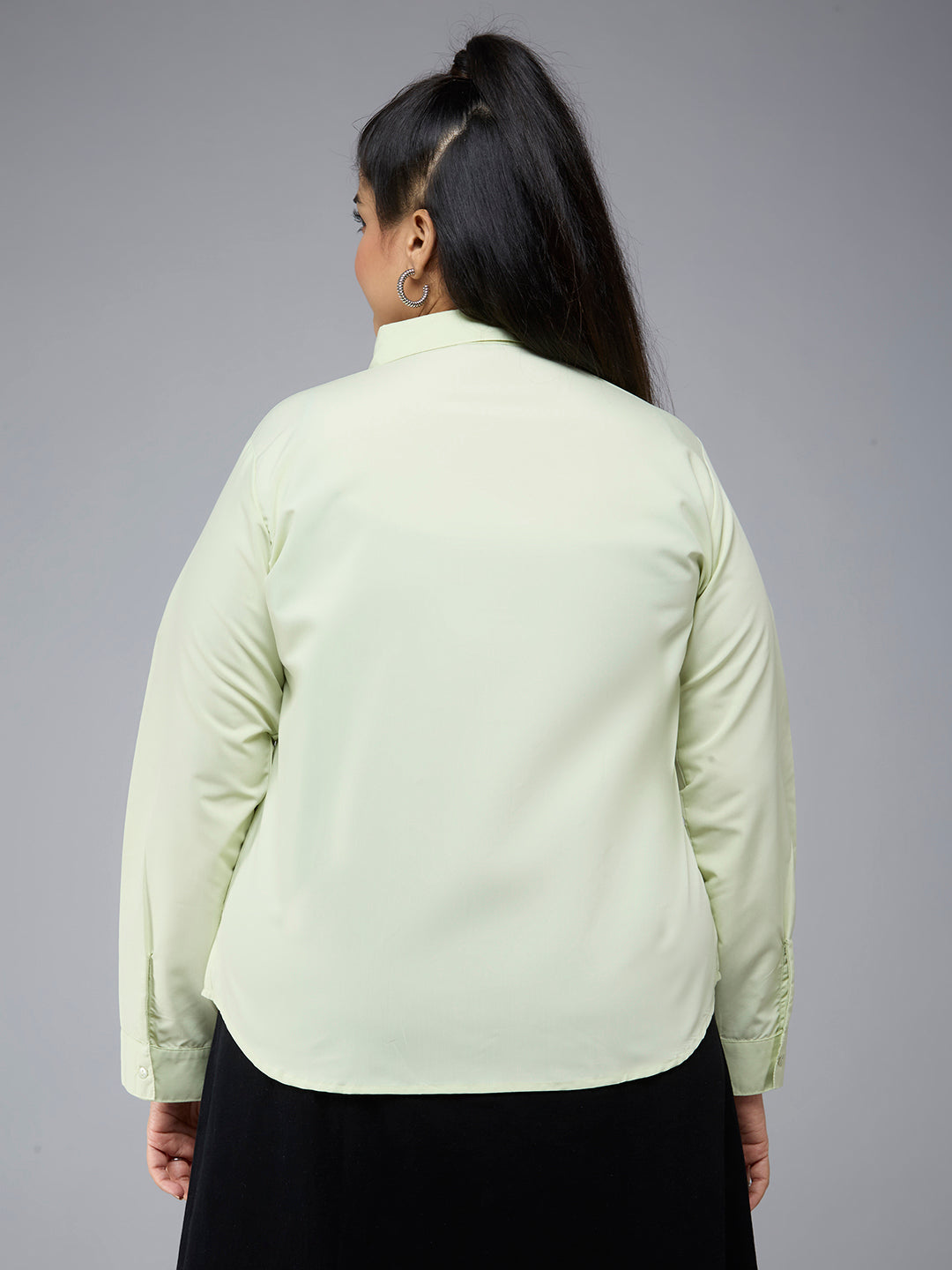 Style Quotient Plus Size Women Solid Light Green Polycotton formal shirt-Shirts-StyleQuotient