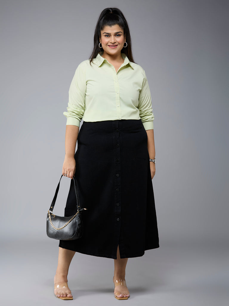 Style Quotient Plus Size Women Solid Light Green Polycotton formal shirt-Shirts-StyleQuotient