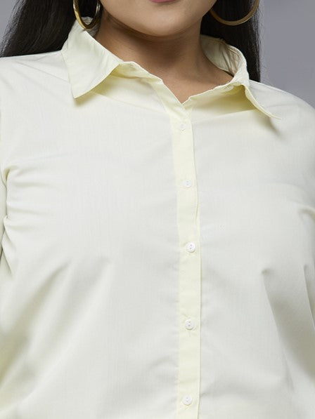 Style Quotient Plus Size Women Solid Yellow Polycotton formal shirt-Shirts-StyleQuotient