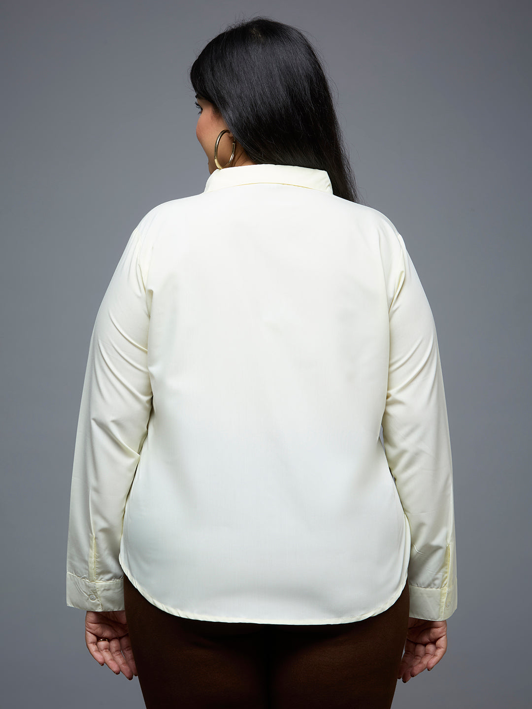 Style Quotient Plus Size Women Solid Yellow Polycotton formal shirt-Shirts-StyleQuotient