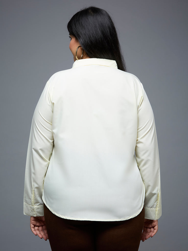 Style Quotient Plus Size Women Solid Yellow Polycotton formal shirt-Shirts-StyleQuotient