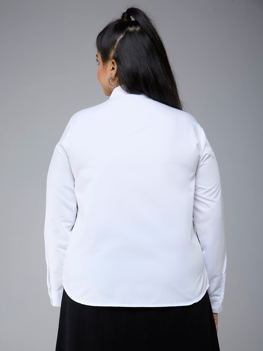 Style Quotient Plus Size Women Solid White Polycotton formal shirt-Shirts-StyleQuotient
