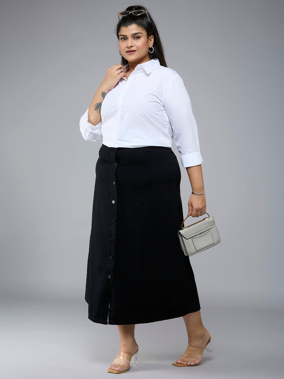 Style Quotient Plus Size Women Solid White Polycotton formal shirt-Shirts-StyleQuotient