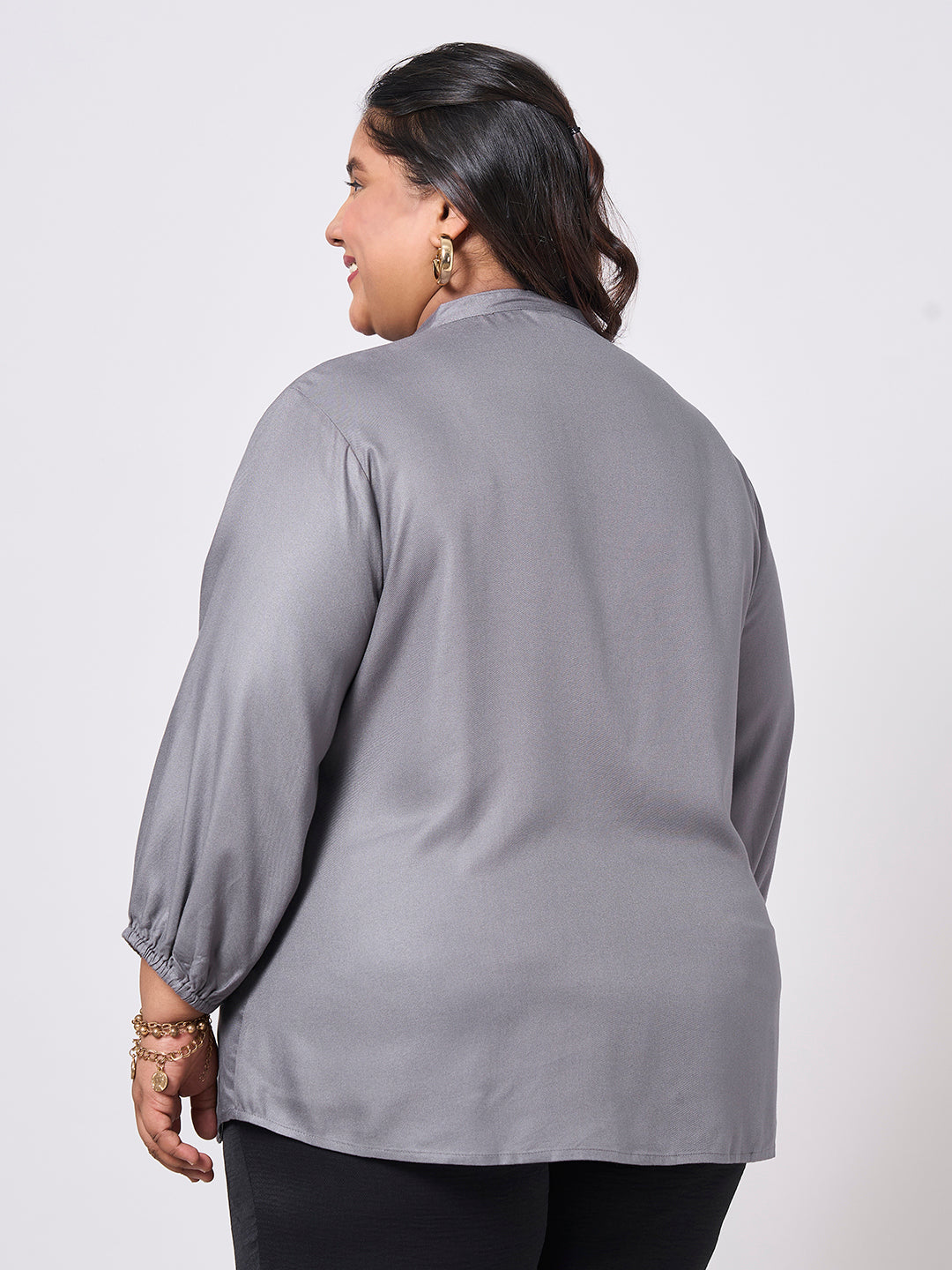 Style Quotient Women Solid Rayon Twill grey Shirt-Shirts-StyleQuotient