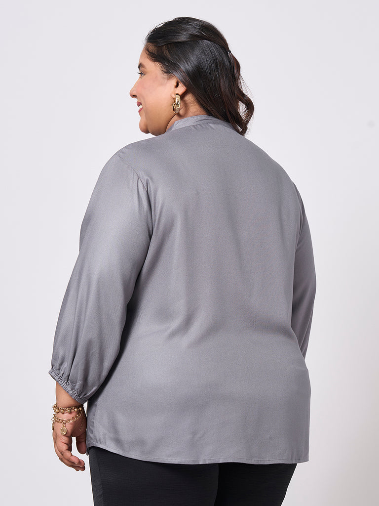 Style Quotient Women Solid Rayon Twill grey Shirt-Shirts-StyleQuotient