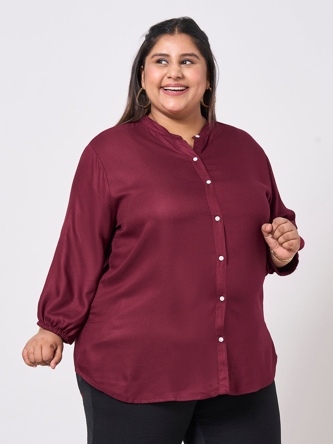 Style Quotient Women Solid Rayon Twill Maroon Shirt-Shirts-StyleQuotient