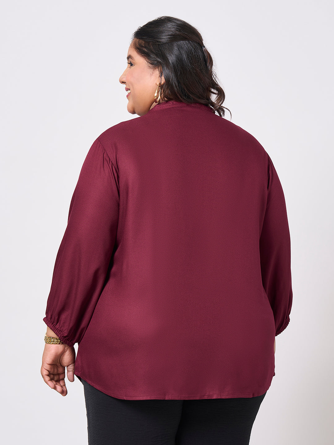 Style Quotient Women Solid Rayon Twill Maroon Shirt-Shirts-StyleQuotient