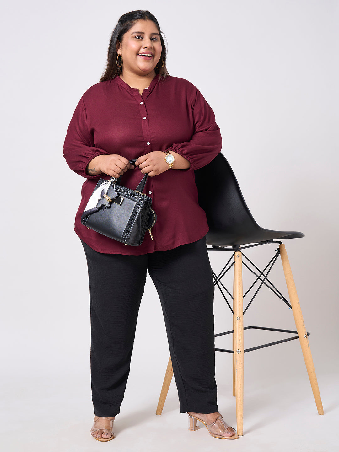 Style Quotient Women Solid Rayon Twill Maroon Shirt-Shirts-StyleQuotient
