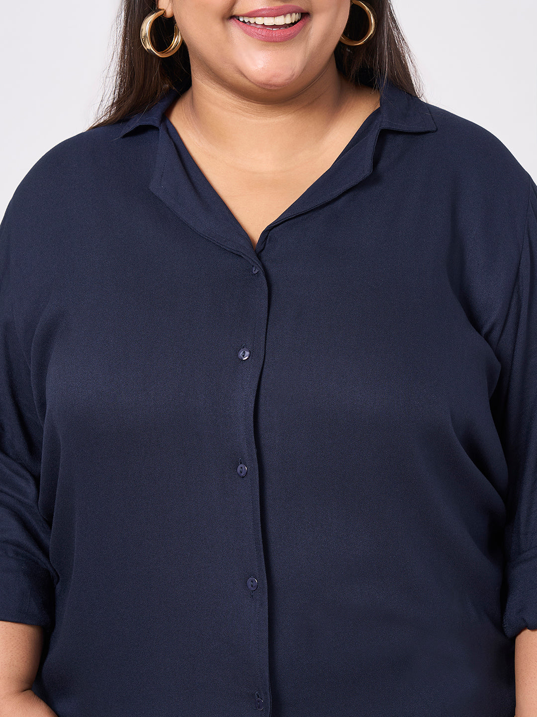 Style Quotient Women Rayon Twill Navy Shirt-Shirts-StyleQuotient