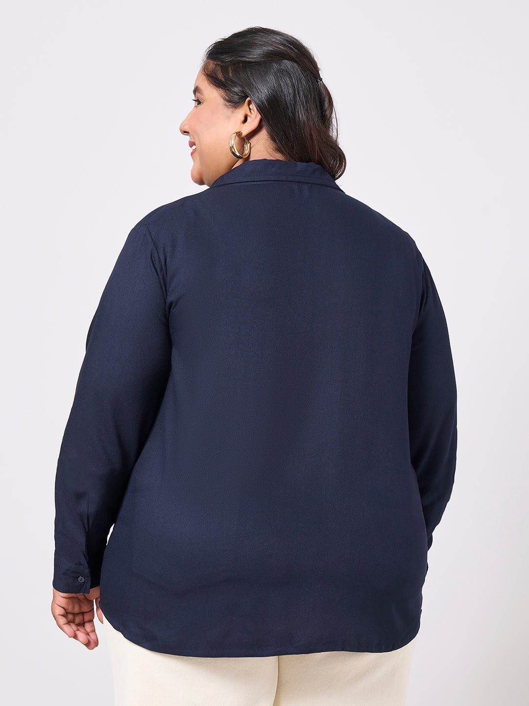 Style Quotient Women Rayon Twill Navy Shirt-Shirts-StyleQuotient