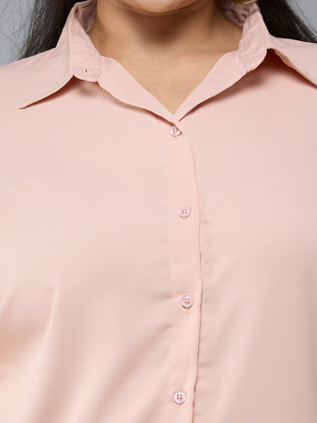 Style Quotient Plus Size Women Nude Solid Formal Shirt-Shirts-StyleQuotient