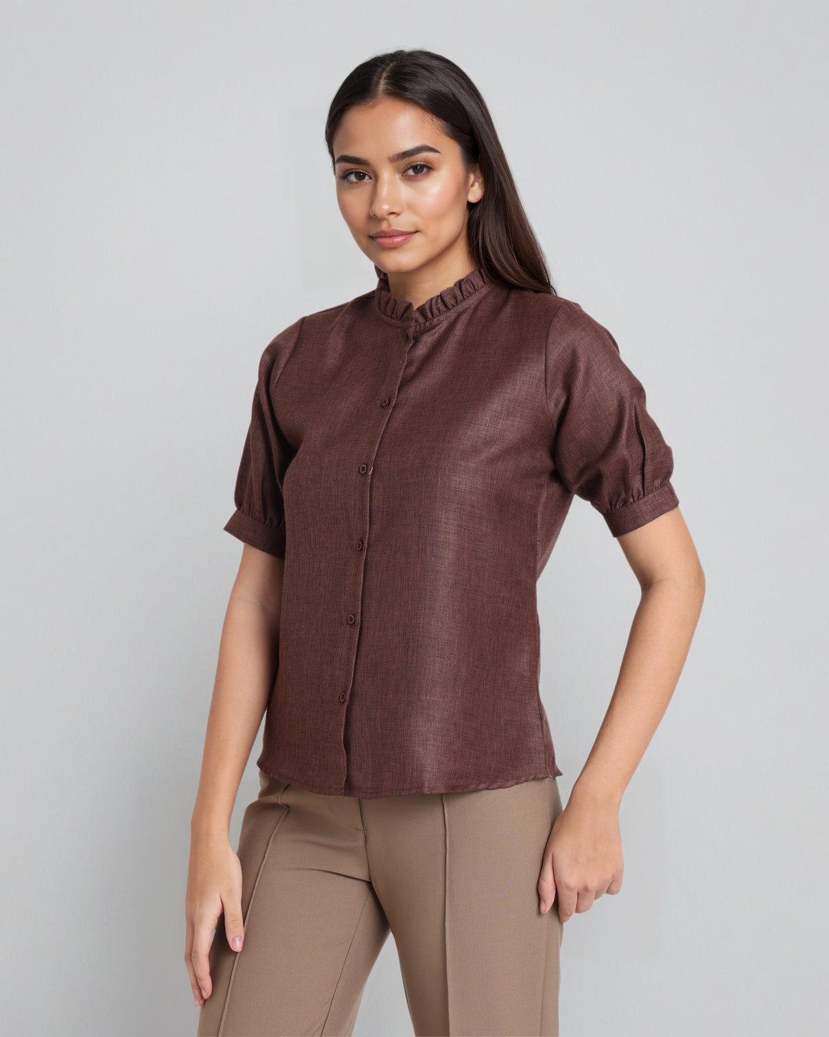 Style Quotient Women Solid Brown Regular Fit Formal Shirt-Shirts-StyleQuotient
