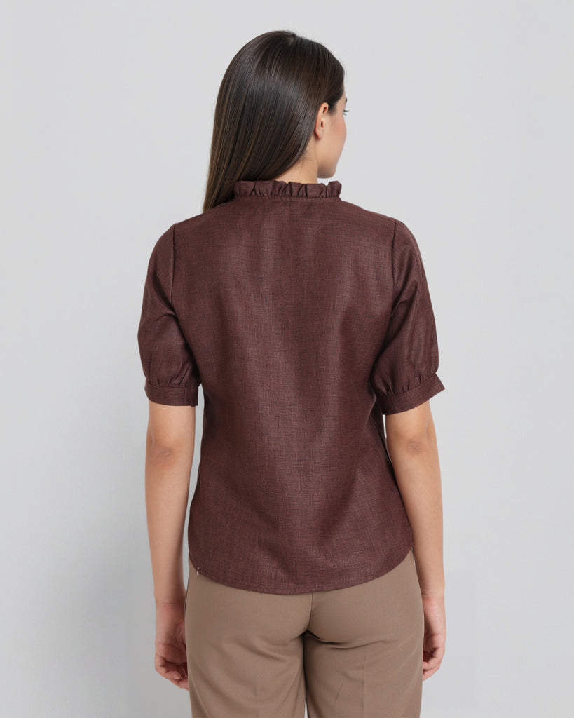 Style Quotient Women Solid Brown Regular Fit Formal Shirt-Shirts-StyleQuotient
