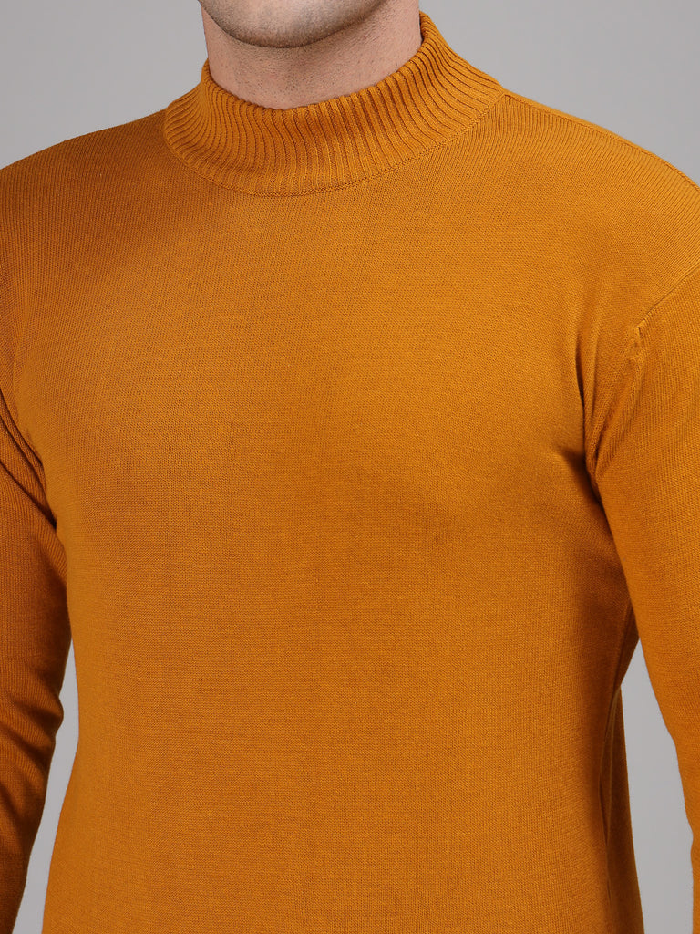 Style Quotient Men Solid Brown Knitted Regular Sweater-Men's Sweaters-StyleQuotient