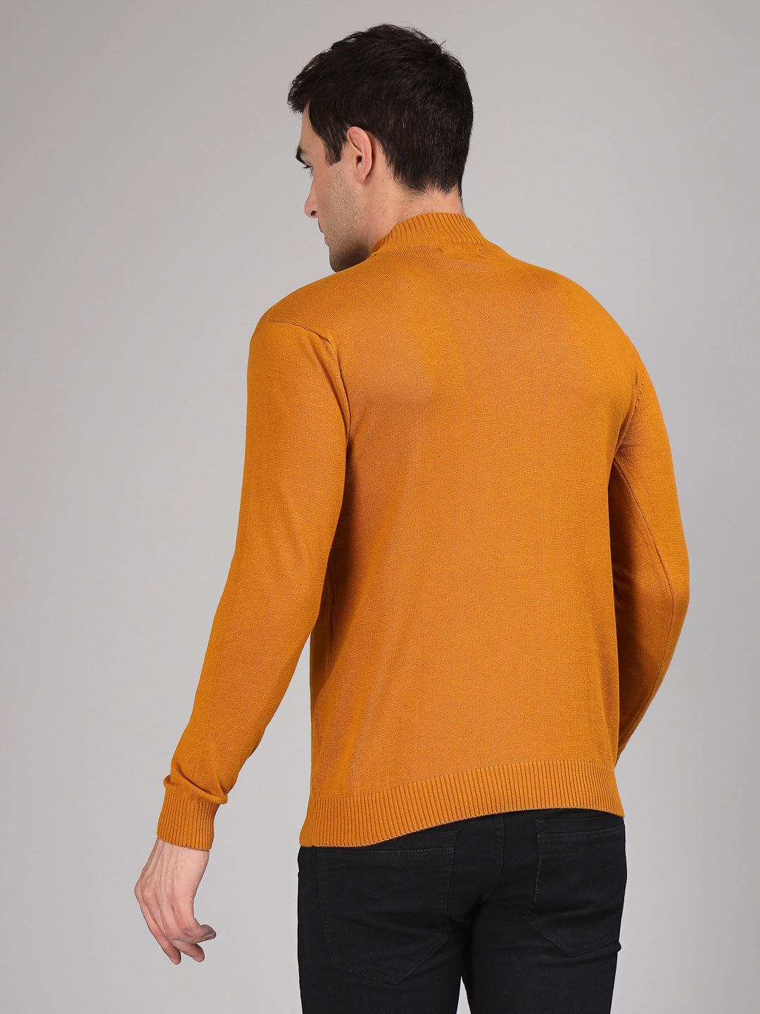 Style Quotient Men Solid Brown Knitted Regular Sweater-Men's Sweaters-StyleQuotient