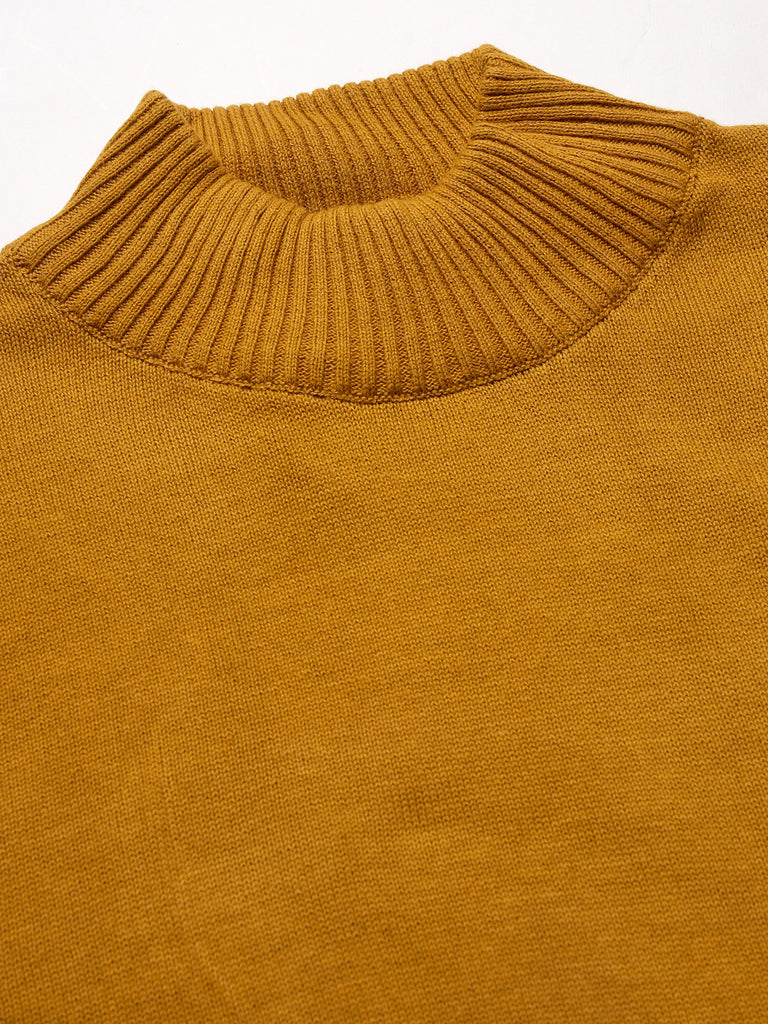Style Quotient Men Solid Brown Knitted Regular Sweater-Men's Sweaters-StyleQuotient