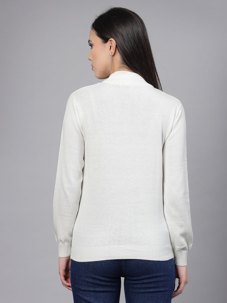 Style Quotient Women Off White Solid Pullover-Sweaters-StyleQuotient