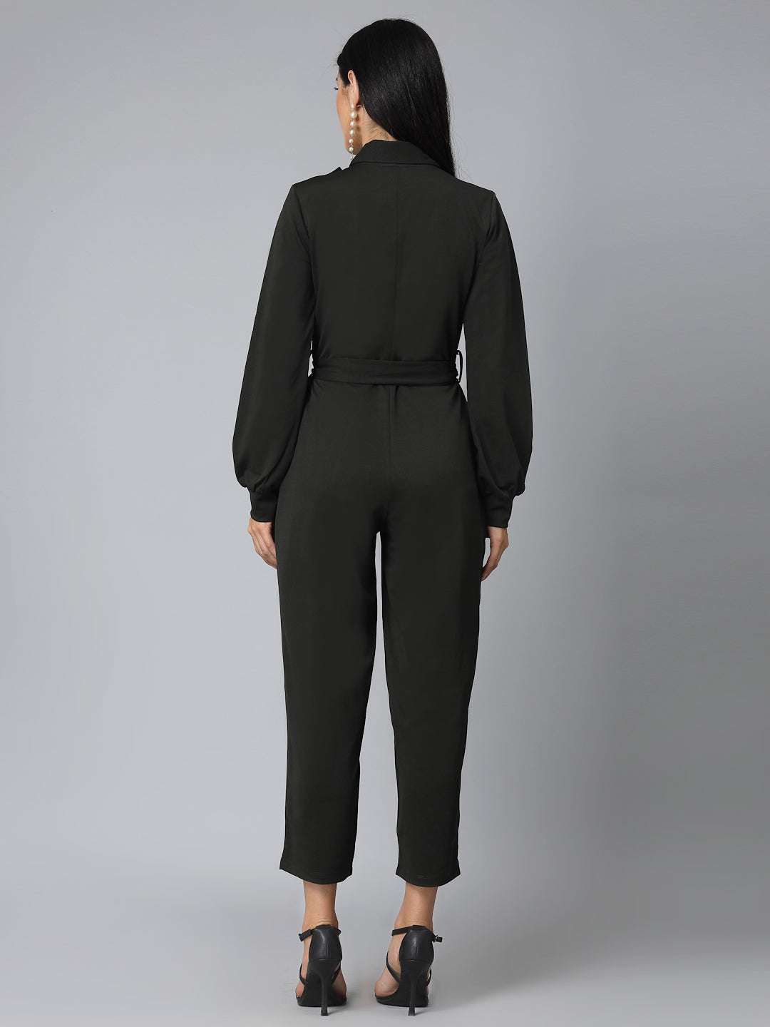 Style Quotient Women Self Design Olive Smart Casual Jumpsuit-Jumpsuits-StyleQuotient