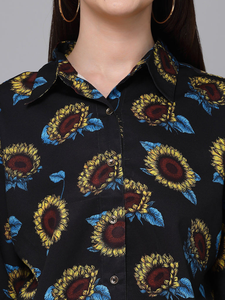 Style Quotients Women Black Yellow Printed Polyester Boxy Casual Shirt-Shirts-StyleQuotient