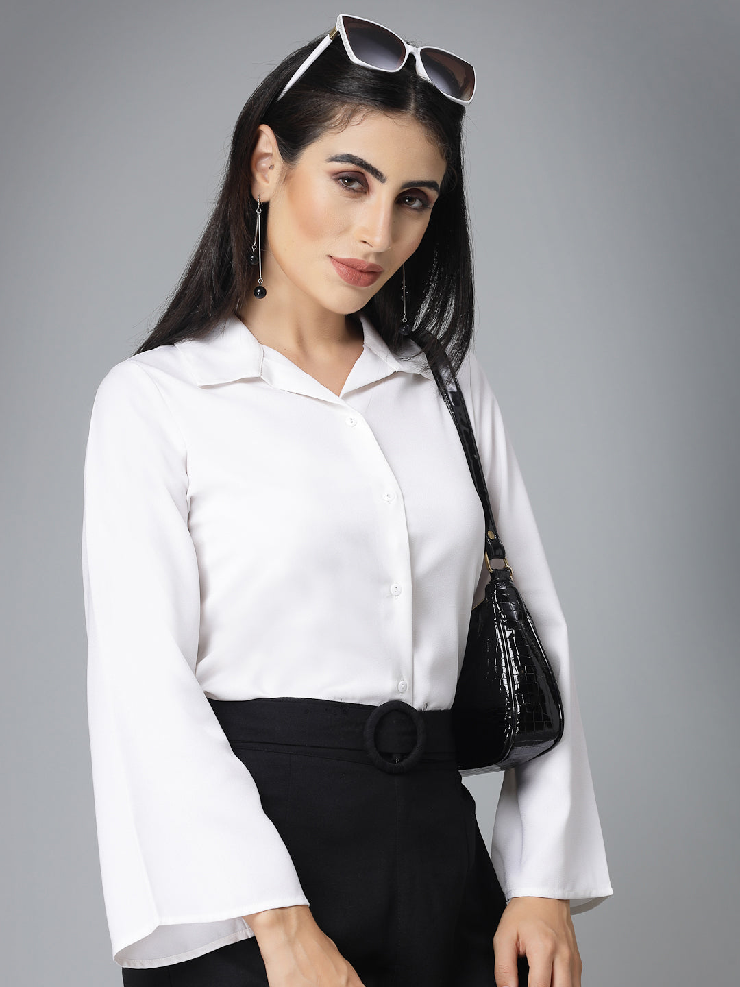 Style Quotients Women White Polyester Smart Casual Shirt-Shirts-StyleQuotient