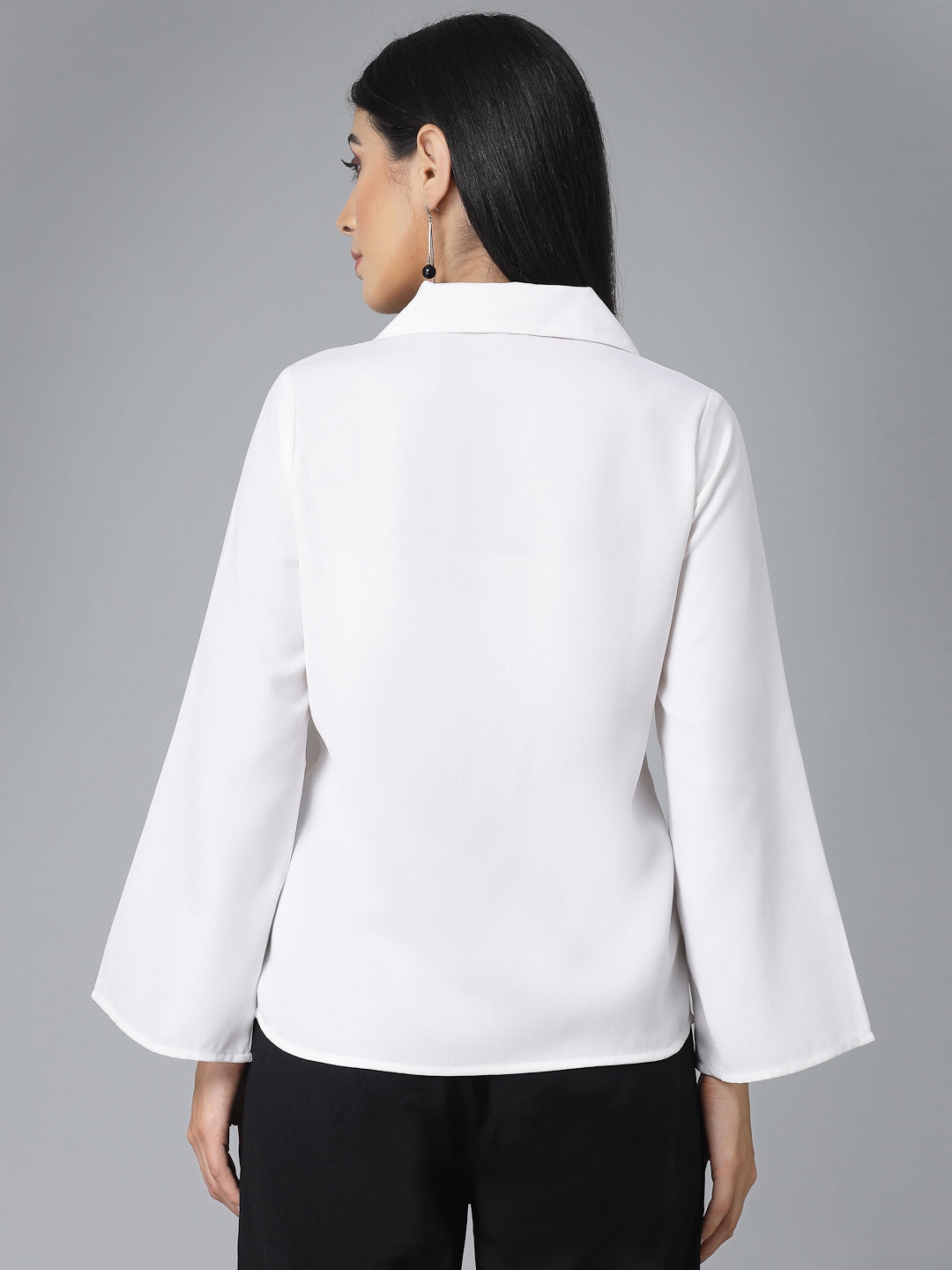 Style Quotients Women White Polyester Smart Casual Shirt-Shirts-StyleQuotient