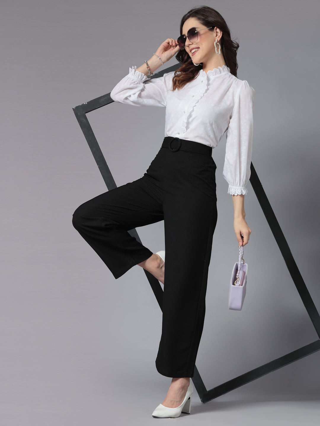 formal dress for women white shirt and black pants White shirt+black pants+black pumps. Spring Business Casual Outfit 2017