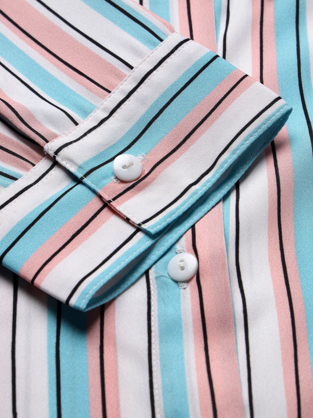 Style Quotient Women Pink and Blue Striped Regular Formal Shirt-Shirts-StyleQuotient