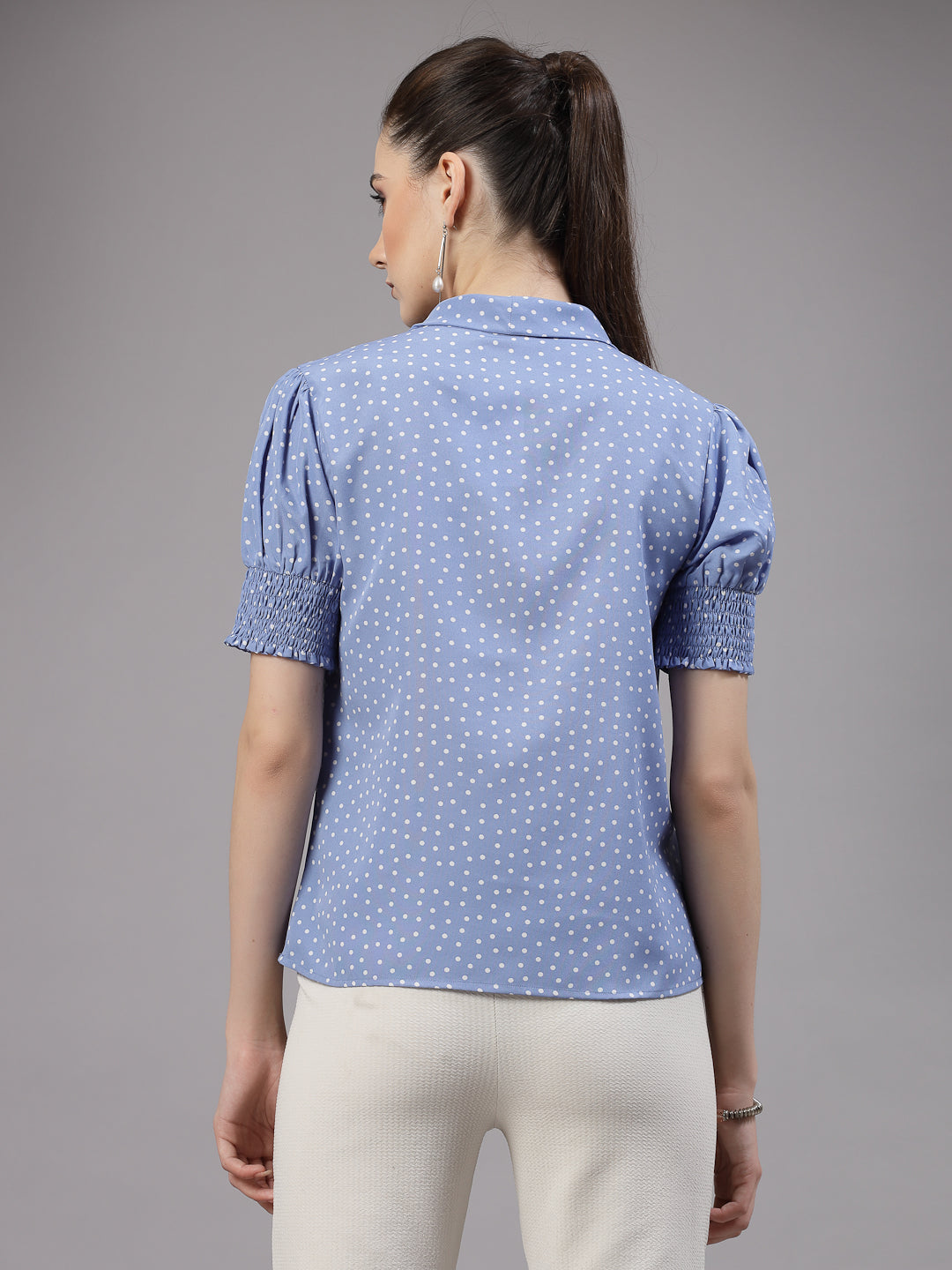 Style Quotient Women Polka dot Tie-up Casual Top-Tops-StyleQuotient