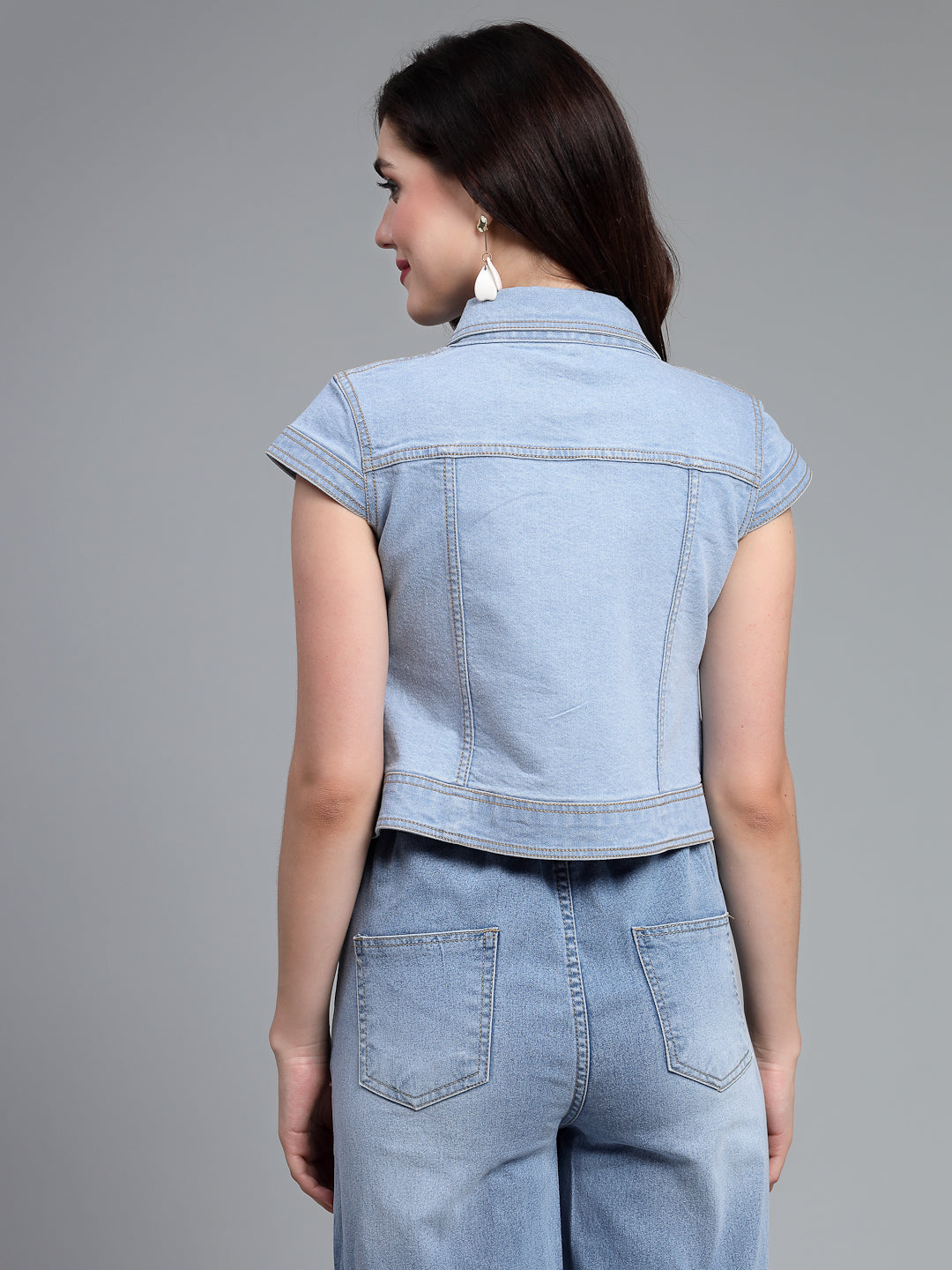 Style Quotient Women Ice Blue Denim Open Front Regular Shrug-Shrug-StyleQuotient