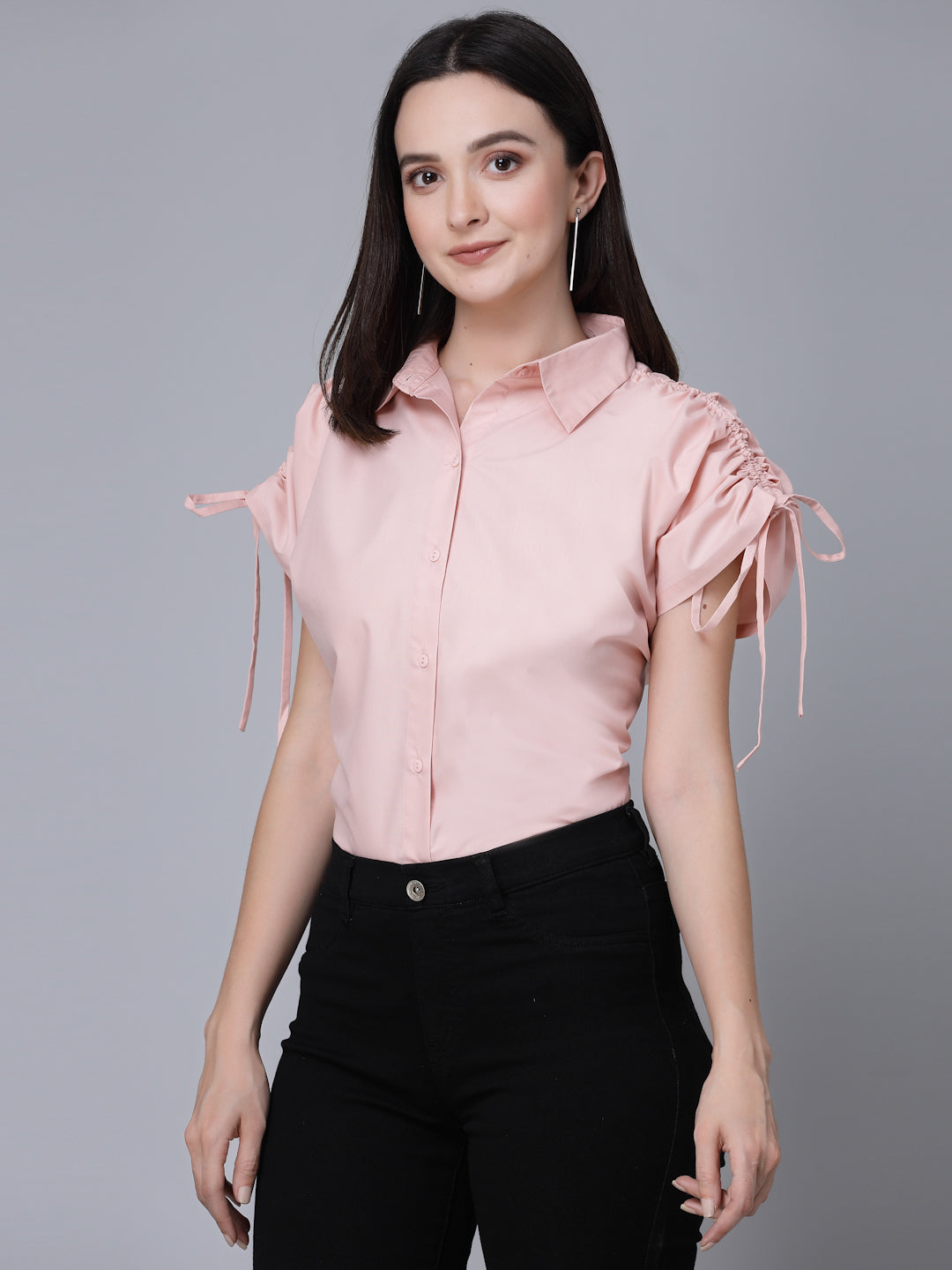 Style Quotient Women solid nude Polycotton formal shirt-Shirts-StyleQuotient