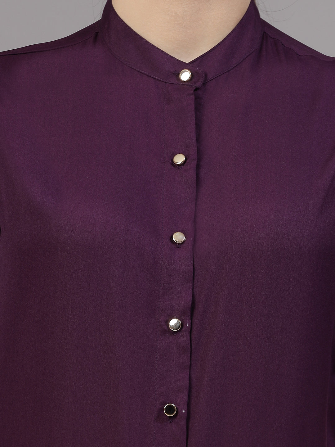 Style Quotient Women Solid Purple Polyester Formal Shirt-Shirts-StyleQuotient