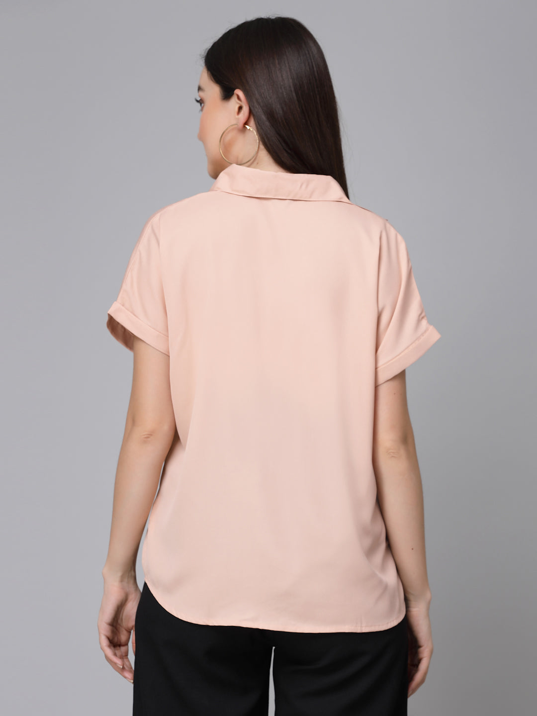 Style Quotient Women Solid Nude Polyester Formal Shirt-Shirts-StyleQuotient