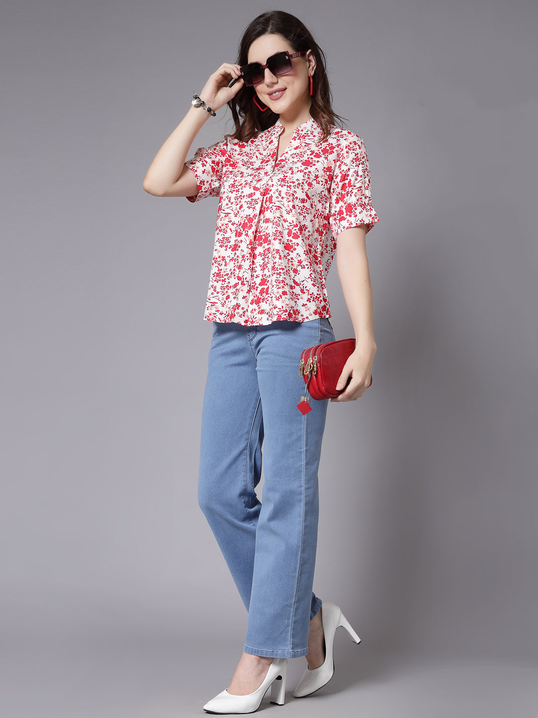 Style Quotient Women Floral Printed Relaxed Smart Casual Top-Tops-StyleQuotient