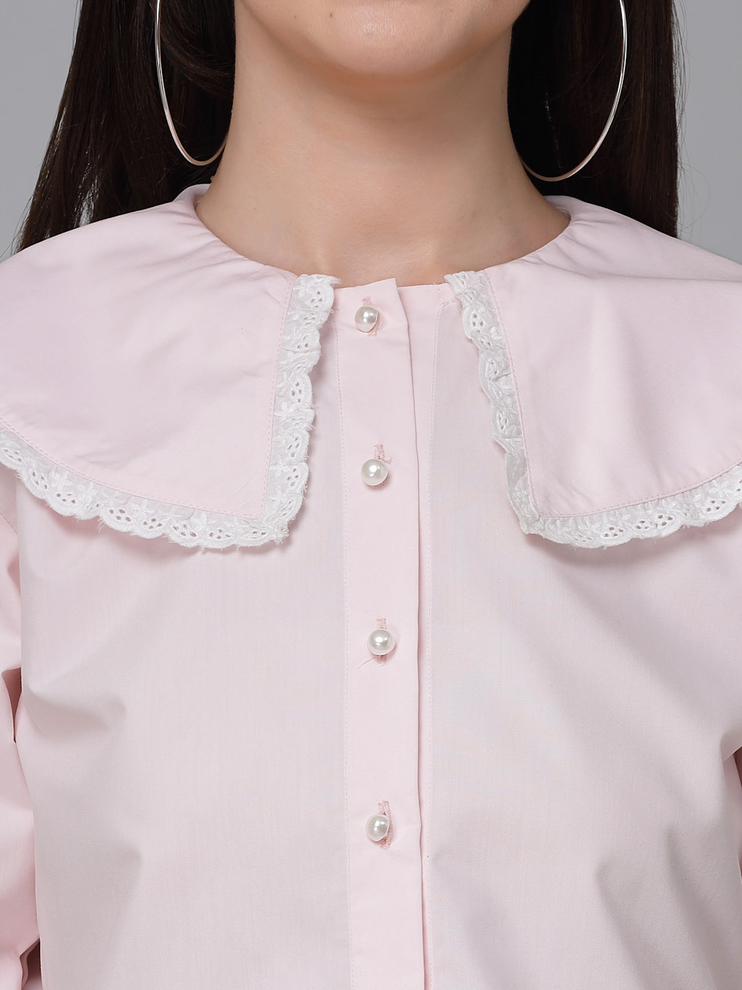 Style Quotient Women Solid Ligh Pink Polycotton Smart Casual Shirt-Shirts-StyleQuotient