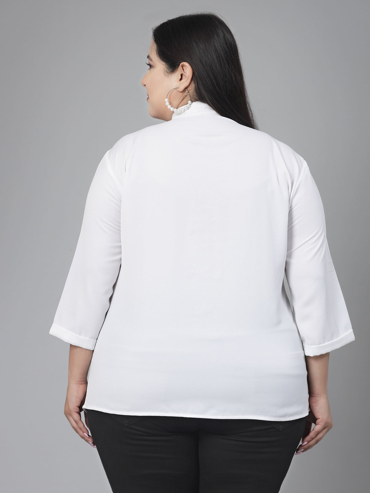 Style Quotient Plus women White Solid Formal Shirt-Shirts-StyleQuotient