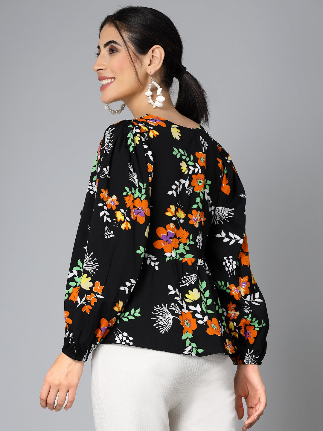 Style Quotients Women Floral Printed Polyester Casual Top-Tops-StyleQuotient