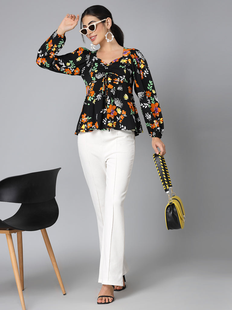 Style Quotients Women Floral Printed Polyester Casual Top-Tops-StyleQuotient