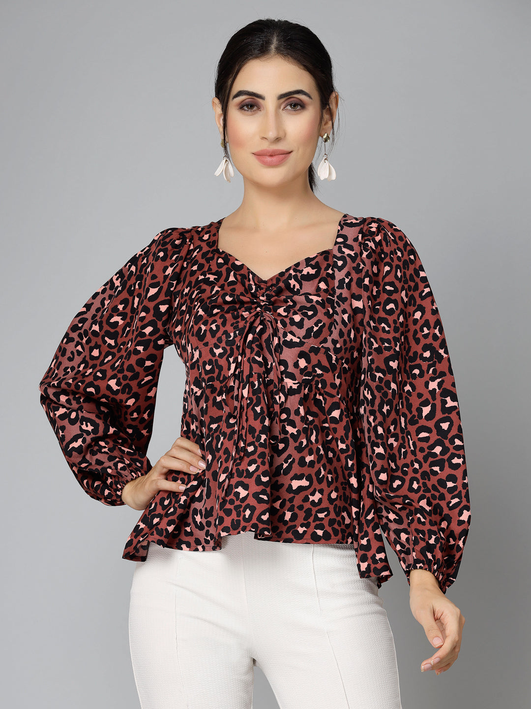 Style Quotients Women Animal Printed Polyester Casual Top-Tops-StyleQuotient