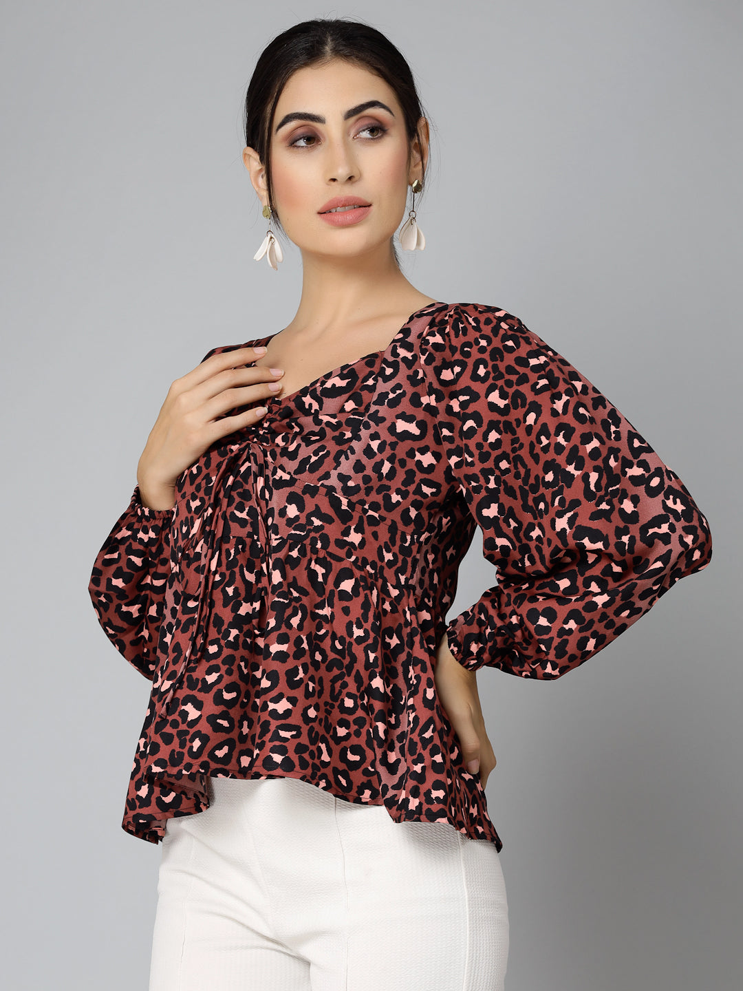 Style Quotients Women Animal Printed Polyester Casual Top-Tops-StyleQuotient