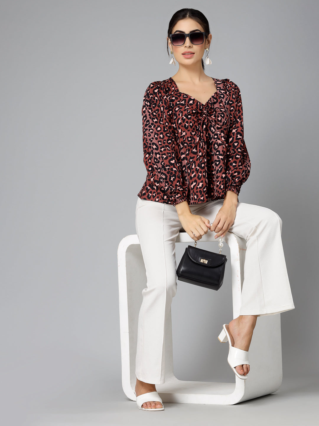 Style Quotients Women Animal Printed Polyester Casual Top-Tops-StyleQuotient