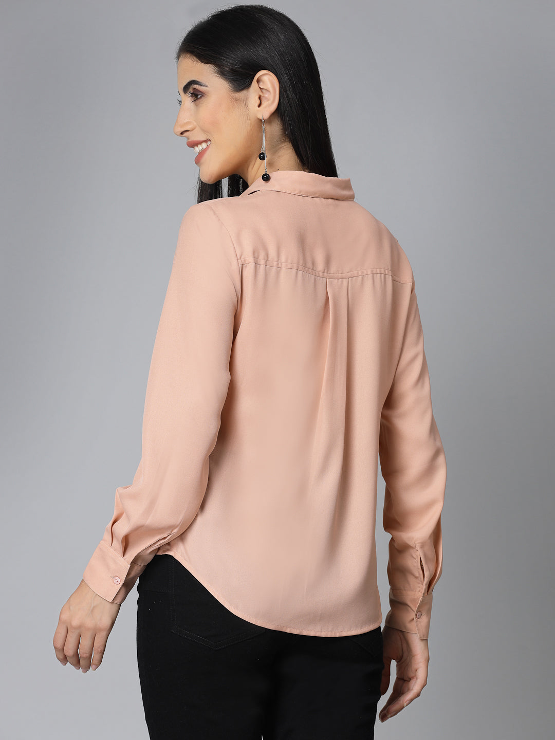 Style Quotient Women Solid Nude Polymoss Regular Formal Shirt-Shirts-StyleQuotient