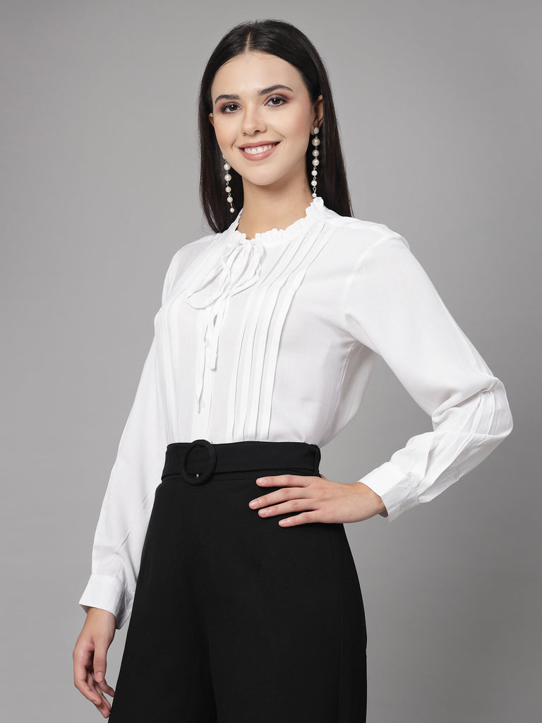 Style Quotient Women Black Polyester Cutout Smart Casual Shirt-Shirts-StyleQuotient