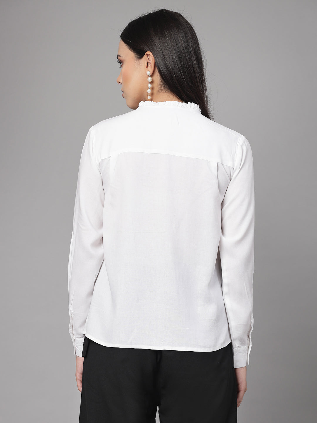 Style Quotient Women Black Polyester Cutout Smart Casual Shirt-Shirts-StyleQuotient