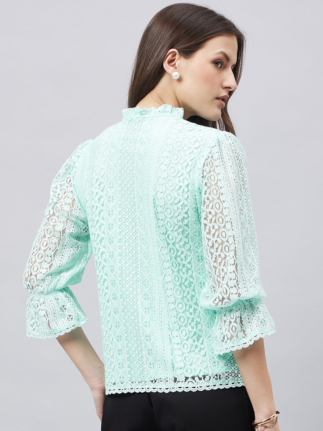 Style Quotients Women Summer Blue Lace Caual Top-Tops-StyleQuotient