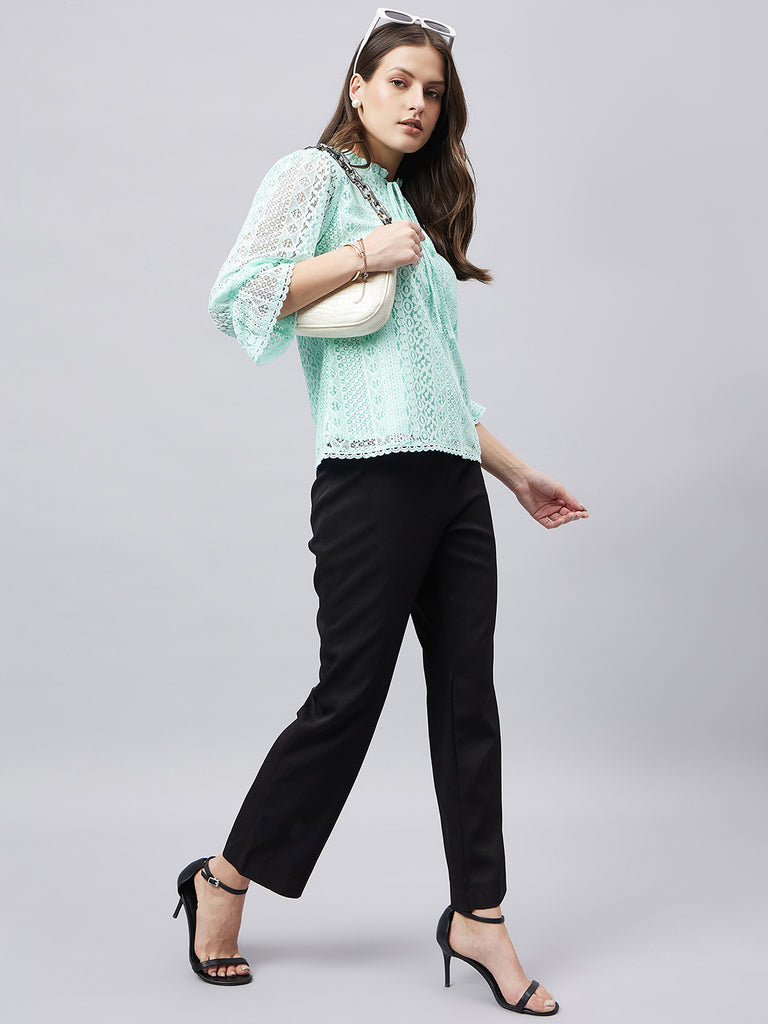 Style Quotients Women Summer Blue Lace Caual Top-Tops-StyleQuotient